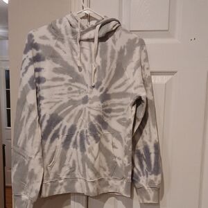 SO Gray and White Tie-Dye Women's Hoodie